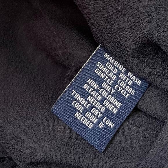 Chaps Size Large Skirt Dark Navy Floral Asymmetric Flowy Flutter Classic Fairy - Picture 6 of 9